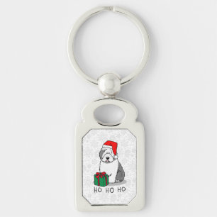 Weihnachten - Alte englische Schafhunde (Grau 1) N Schlüsselanhänger