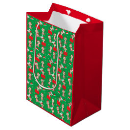 Weihnachten am Affen Zurzeit Muster Grün Rot Mittlere Geschenktüte