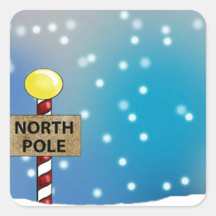 Weihnachten am Nordpol Quadratischer Aufkleber