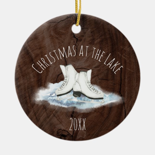 Weihnachten am See Keramik Ornament (Vorne)