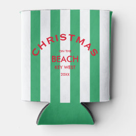 Weihnachten am Strand Custom Green Cabana Streifen Dosenkühler