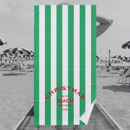 Weihnachten am Strand Custom Green Cabana Streifen Strandtuch