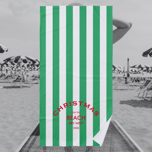 Weihnachten am Strand Custom Green Cabana Streifen Strandtuch