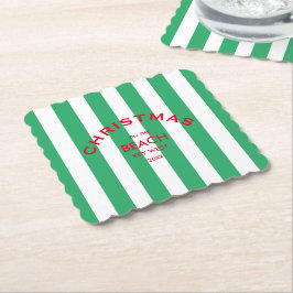Weihnachten am Strand Custom Green Cabana Streifen Untersetzer