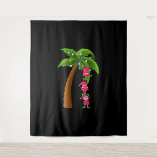 WEIHNACHTEN AM STRAND drucken SANTAS ELVES PALM Wandteppich