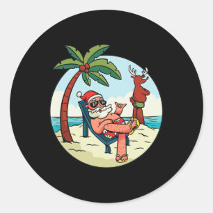 Weihnachten am Strand im Juli Runder Aufkleber