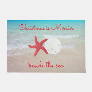Weihnachten am Strand Merrier an der Sea Door Mat Fußmatte