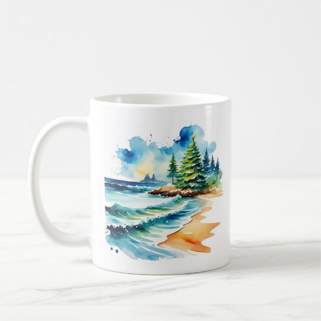 Weihnachten am Strand Personalisierter Becher Kaffeetasse (Links)