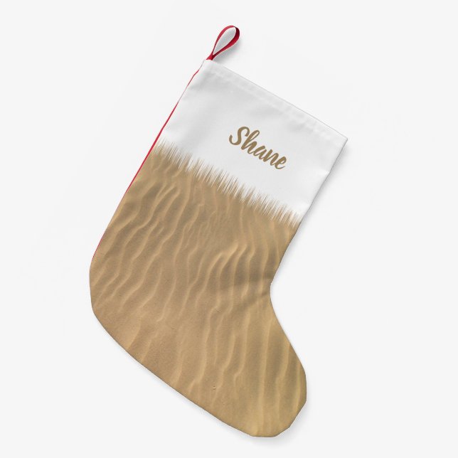 Weihnachten am Strand Sand Ripples Kleiner Weihnachtsstrumpf (Vorderansicht (hängend))