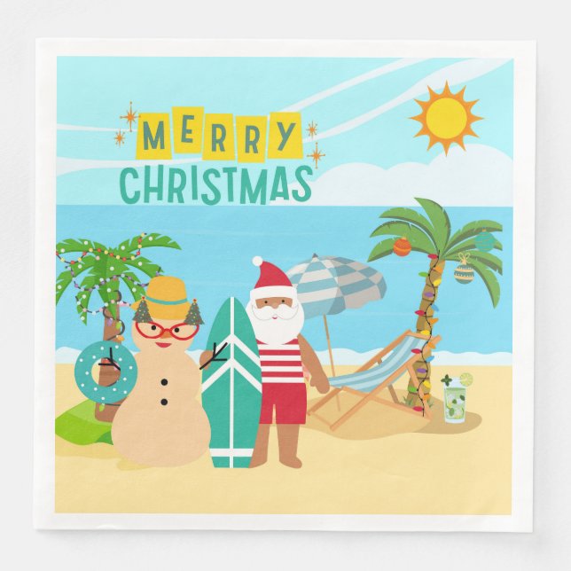 Weihnachten am Strand Serviette (Vorderseite)