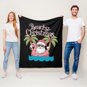 Weihnachten am Strand Tropischer Urlaub Santa Beac Fleecedecke