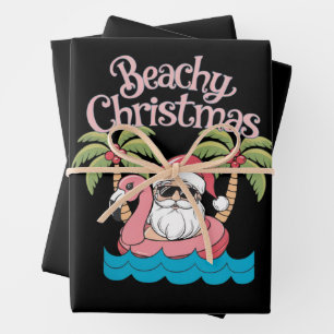 Weihnachten am Strand Tropischer Urlaub Santa Beac Geschenkpapier Set