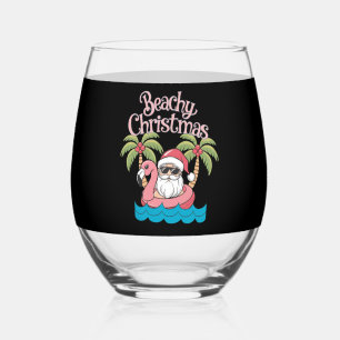 Weihnachten am Strand Tropischer Urlaub Santa Beac Weinglas Ohne Stiel