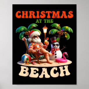 Weihnachten am Strand Xmas im Juli Schneemann Flam Poster