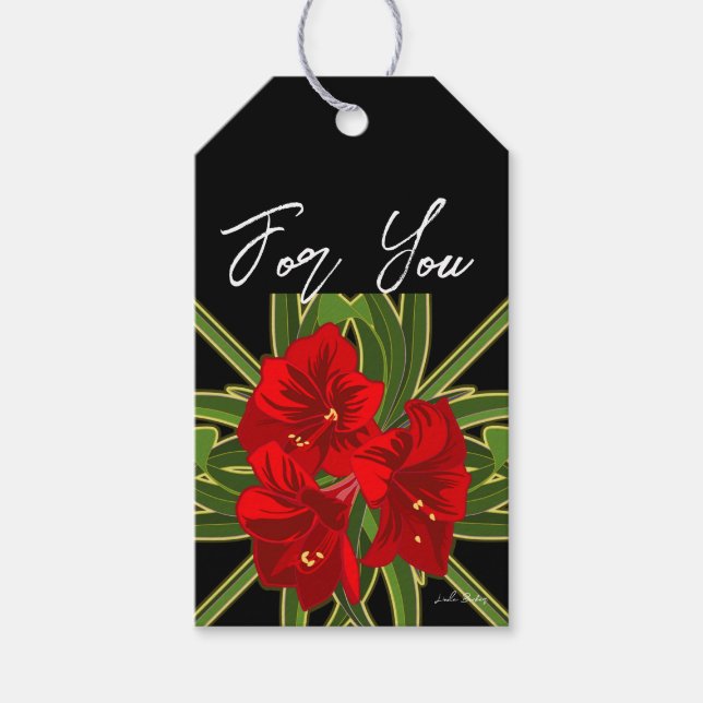 Weihnachten Amaryllis Garden Vibrann Geschenkanhänger (Vorderseite)