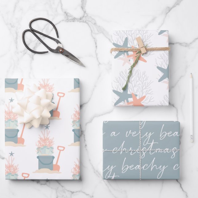 Weihnachten an der Küste Geschenkpapier Set (Vorderseite)