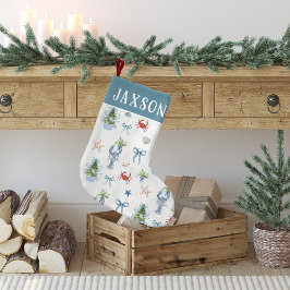 Weihnachten an der Küste Nautical Personalisiert Kleiner Weihnachtsstrumpf