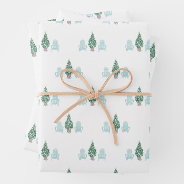 Weihnachten an der Küste Seashell Tree Adirondack  Geschenkpapier Set (Beispiel)