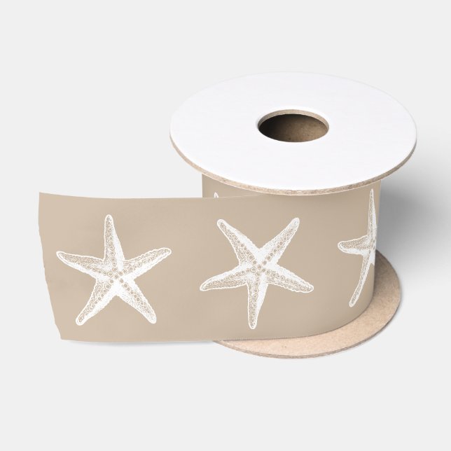 Weihnachten an der Küste Tan Kraft Weißer Starfish Satinband (Spule)