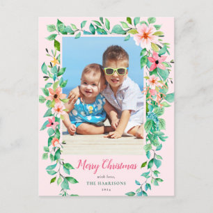 Weihnachten an der Küste Tropische Blume Urlaub Fo Postkarte