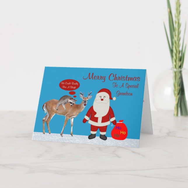 Weihnachten an Grandson Grußkarte (Vorderseite)