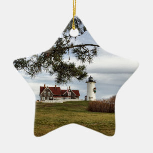 Weihnachten an Nobska Leuchtturm-Cape Keramik Ornament