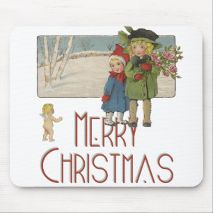Weihnachten Antik Kinder Illustration 1920 Mousepad