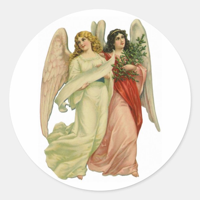 Weihnachten, antiker Viktorianischer Engel Die sch Runder Aufkleber (Vorderseite)