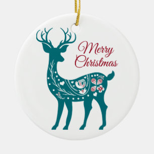Weihnachten Aquamarin Rentier Elegante Keramik Orn Ornament