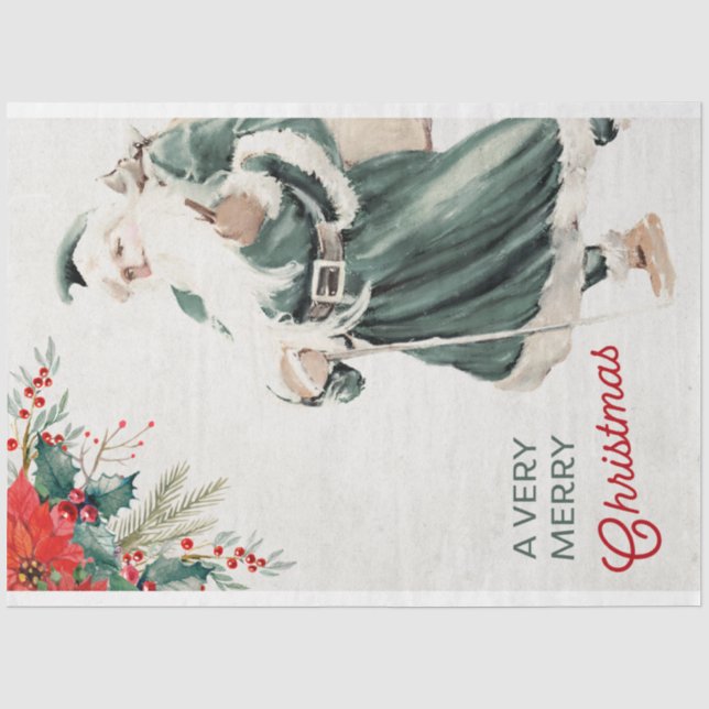 Weihnachten Aquamarin Santa Decoupage Seidenpapier (Vorderseite)