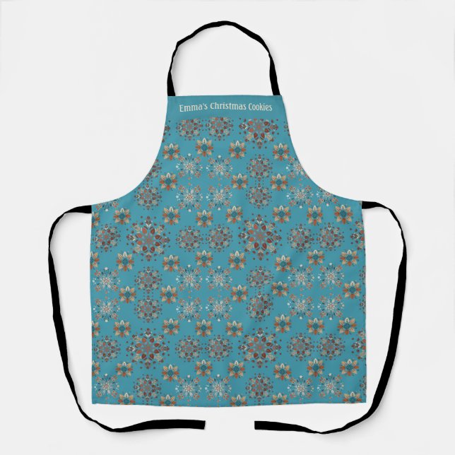 Weihnachten Aquamarines Personalisiertes Schneeflo Schürze (Vorderseite)