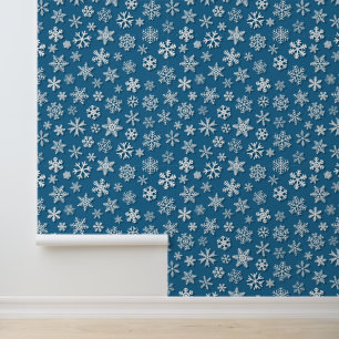 Weihnachten aquamarines Schneeflockenmuster Tapete