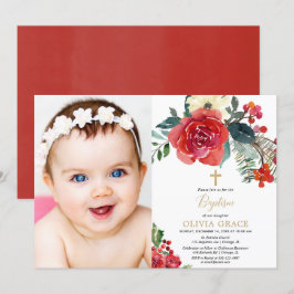 Weihnachten Aquarell florale elegante Foto Taufe Einladung