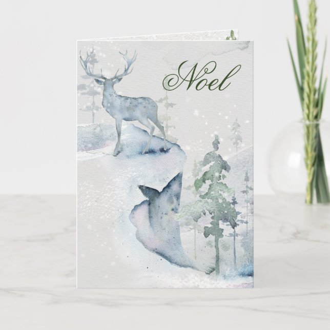 Weihnachten Aquarellblume auf der Klippe Karte (Vorderseite)