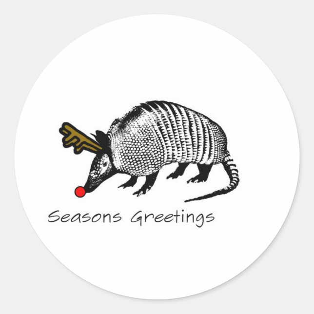 Weihnachten Armadillo Runder Aufkleber (Vorderseite)
