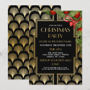 Weihnachten Art Deco Gatsby Party Gold Zwanzig Einladung