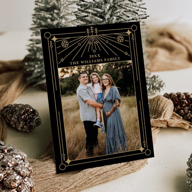 Weihnachten Art Deco Line Foto Einladung (Von Creator hochgeladen)