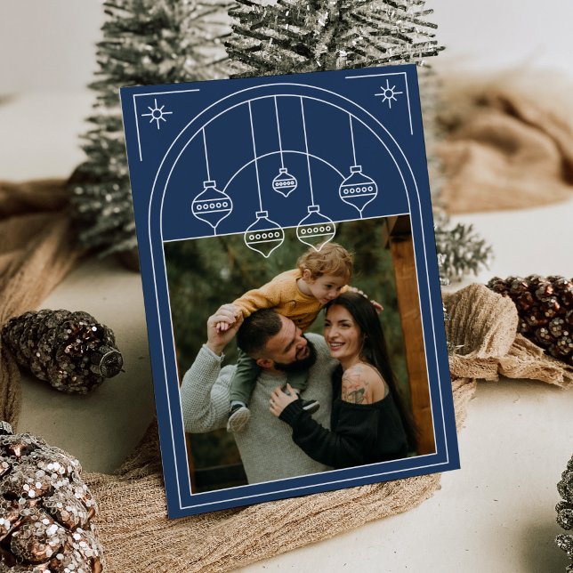 Weihnachten Art Deco Line Foto Einladung (Von Creator hochgeladen)