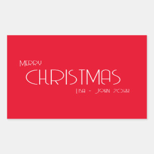Weihnachten, Art Deco Text Rechteckiger Aufkleber
