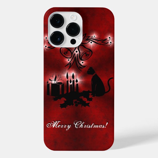 Weihnachten Artdeco mit schwarzer Katze iPhone 14 Pro Max Hülle (Rückseite)