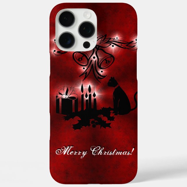 Weihnachten Artdeco mit schwarzer Katze iPhone 16 Pro Max Hülle (Rückseite)
