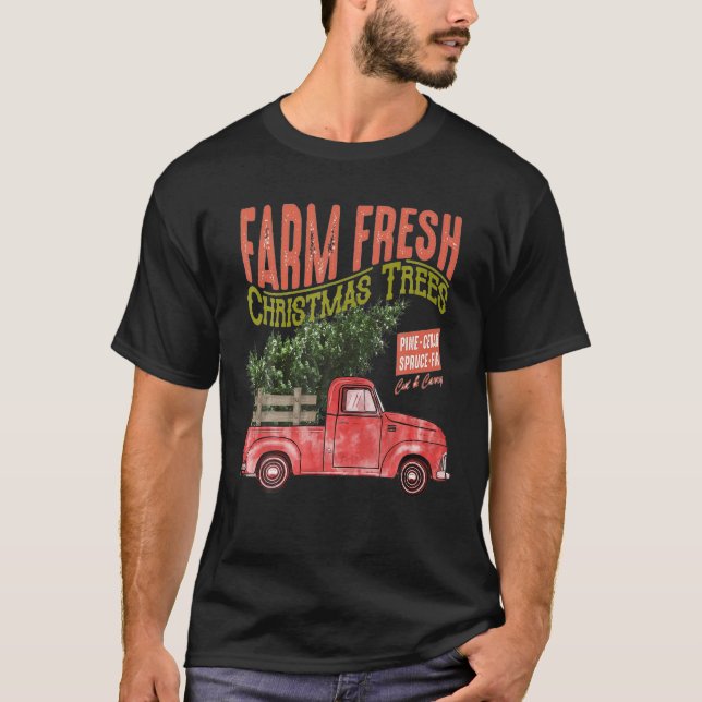 Weihnachten auf Bauernhof Frische Weihnachtsbaum V T-Shirt (Vorderseite)
