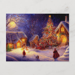 Weihnachten auf Bauernhof. Großer Weihnachtsbaum Postkarte