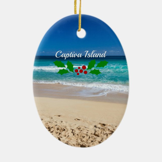 Weihnachten auf Captiva Island, Florida Keramik Ornament (Hinten)
