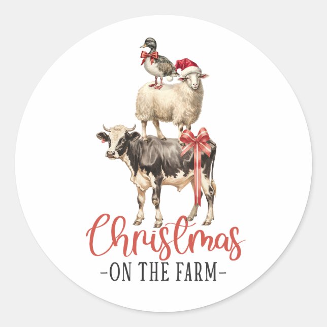 Weihnachten auf dem Bauernhof Barnyard Tier Runder Aufkleber (Vorderseite)