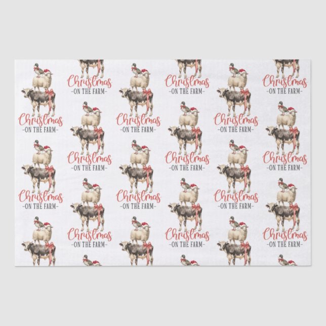 Weihnachten auf dem Bauernhof Barnyard Tier Seidenpapier (Vorderseite)