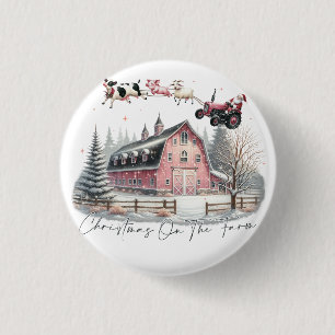 Weihnachten auf dem Bauernhof, frohe Weihnachten Button