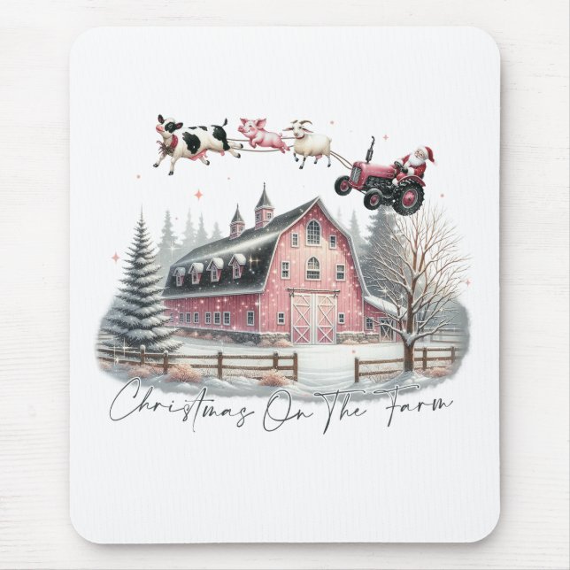 Weihnachten auf dem Bauernhof, frohe Weihnachten Mousepad (Vorne)
