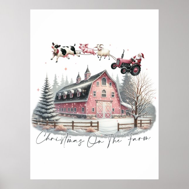Weihnachten auf dem Bauernhof, frohe Weihnachten Poster (Vorne)