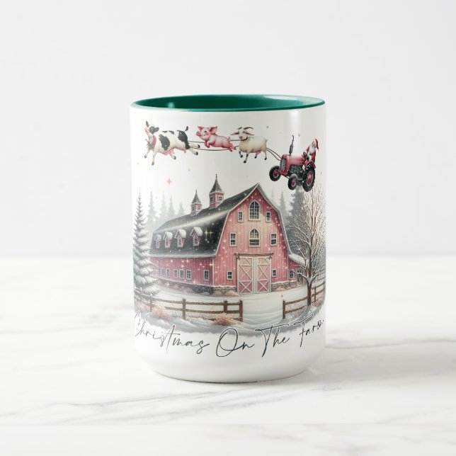 Weihnachten auf dem Bauernhof, frohe Weihnachten Tasse (Zentrum)